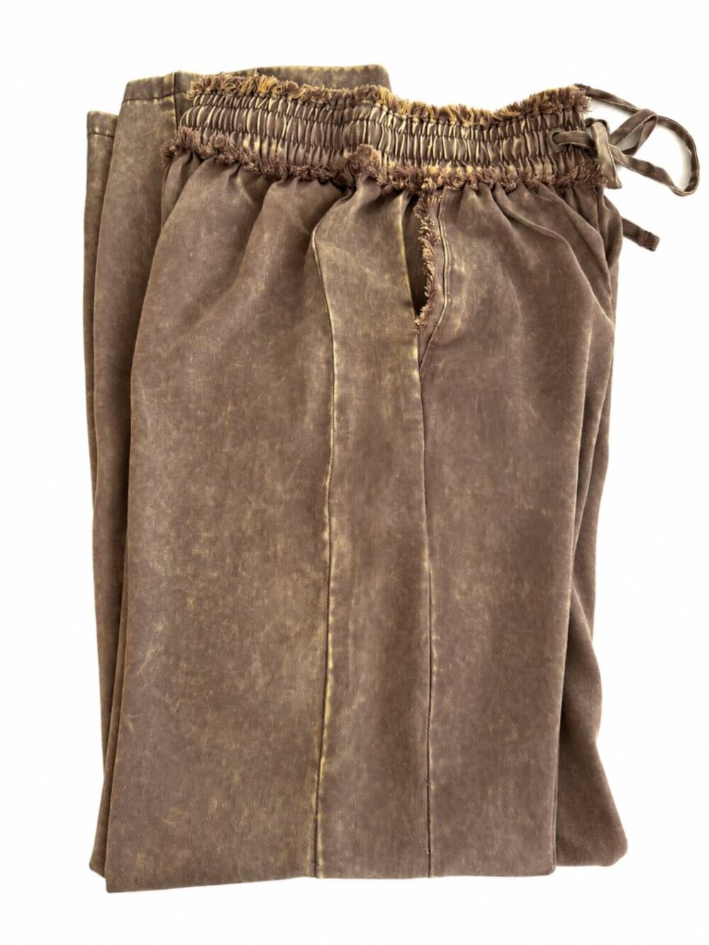 Zenana 100% Tencel Ash Mineral Wash Wide Leg Boho Flowy Pants NWT - Picture 6 of 12